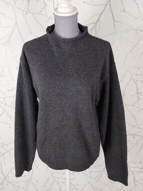 Bianco & Blu Gray Merino Wool Cashmere Blend Mockneck Sweater